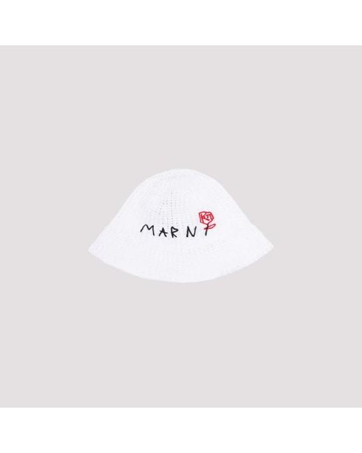 Marni White Arni Crochet Bucket Hat