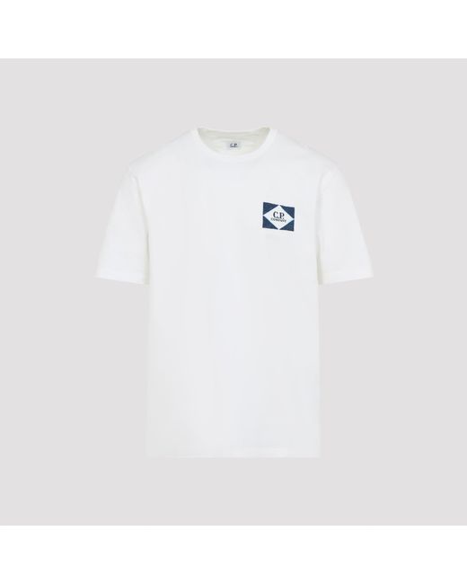 C P Company White Cotton T-Shirt for men
