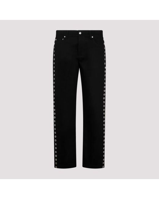 Alexander McQueen Black Eyelet Cotton Jeans for men