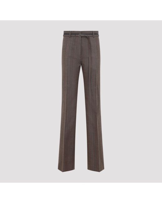 Dries Van Noten Gray Straight Wool Pants