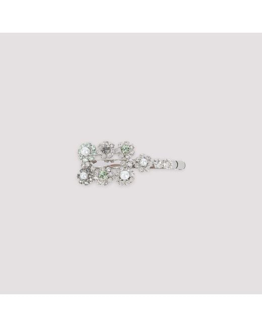 Roger Vivier White Flower Strass Hair Clip