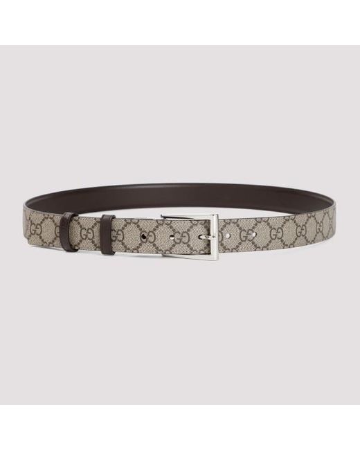 Gucci Brown Leather And Textile Belt for men