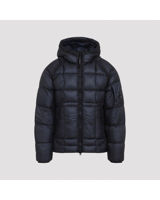 C P Company Blue Midnight D.D. Shell Hooded Puffer D.D. Shell Hooded Down Jacket With Lens Detail for men