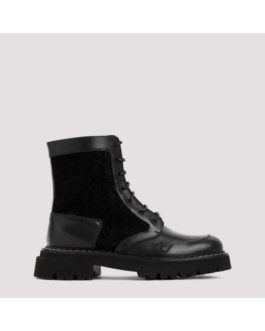 Ferragamo Black Leather And Suede Iuri Boots for men