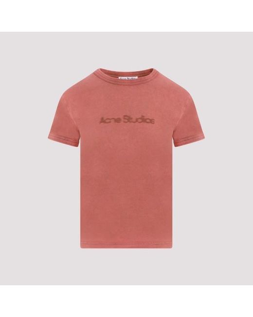 Acne Pink Acne Tudio Logoed Cotton T-hirt