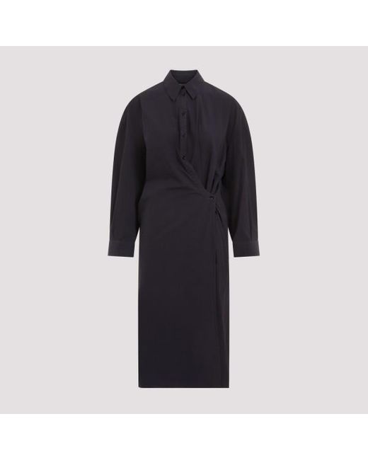 Lemaire Blue Straight Collar Twisted Midi Dress