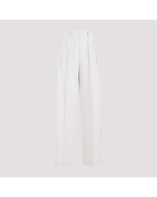 Theory White Double Pleat Pants