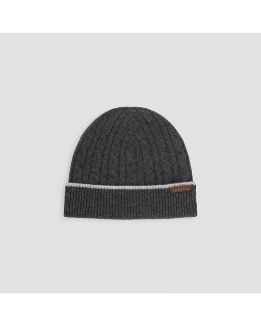 Kiton Black Cable-Knit Beanie for men