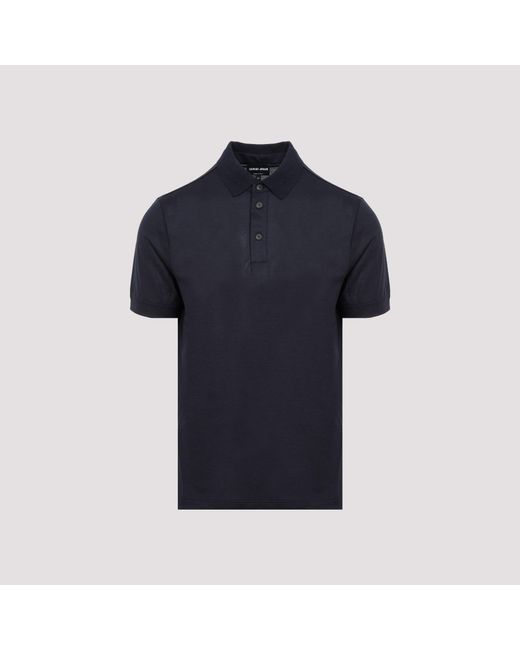 Giorgio Armani Blue Premium Wool Polo Shirt for men