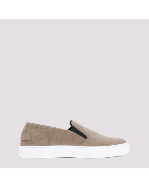 Brioni Natural Beige Sand Suede Leather Slip On Sneakers for men