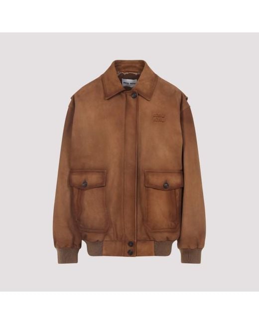 Miu Miu Brown Lamb Leather Jacket