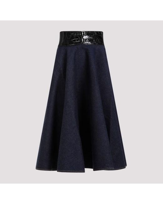 Alaïa Blue Belt Midi Skirt