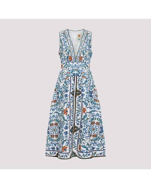Farm Rio Blue Linen Midi Dress