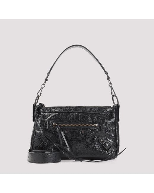 Balenciaga Black Le City Moto Mini Leather Shoulder Bag
