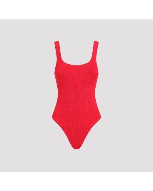Hunza G Red Squareneck Swimsuit