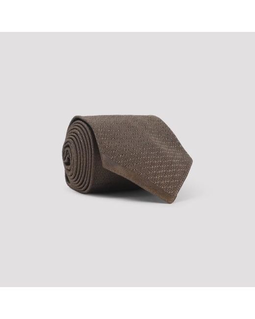 Maison Margiela Brown Silk Tie for men