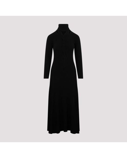 Fabiana Filippi Black Virgin Wool Long Dress