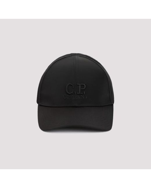 C P Company Black Chrome-r Logo Caps for men