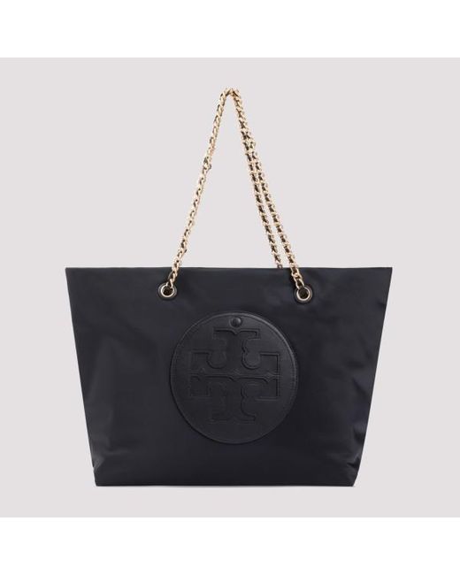 Tory Burch Black Ella Chain Tote Bag Unica