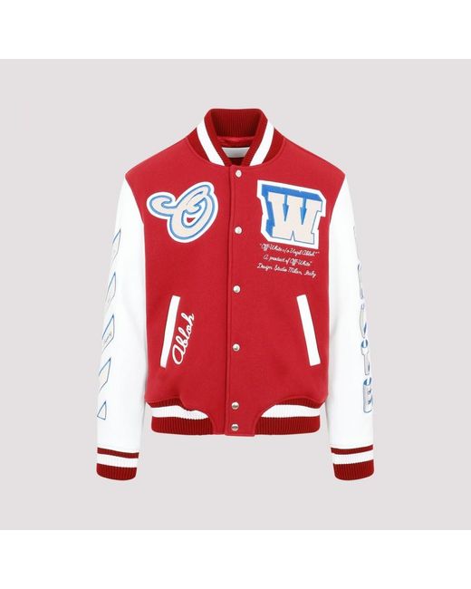 Off-White Wool and Leather Varsity Jacket