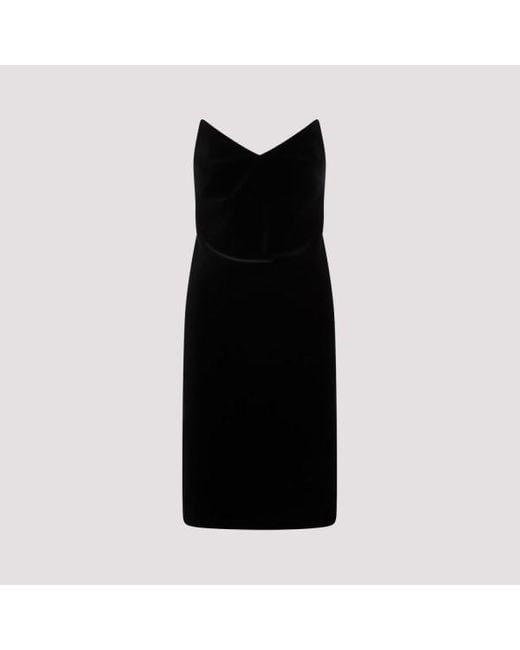 Loewe Black Bustier Dress In Cotton Velvet