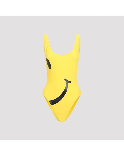 Moschino Yellow Smile One Piece Swimwear