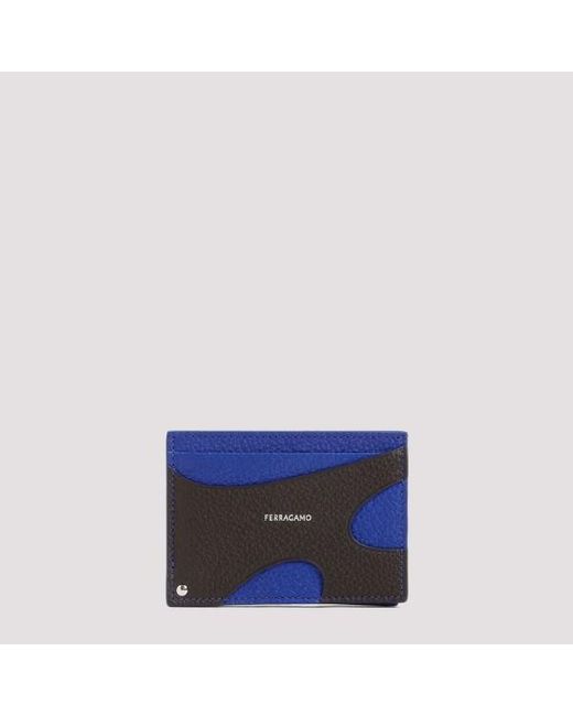 Ferragamo Blue Cut Out Credit Card Case for men