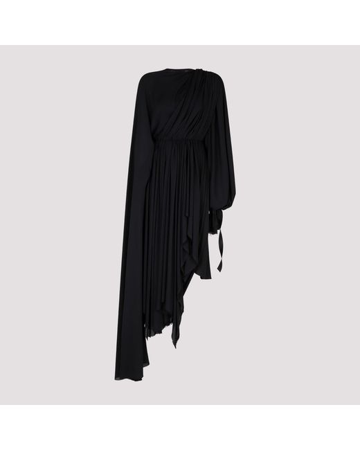 Balenciaga Black Asymmetrical Hem Draped Panel Dress For