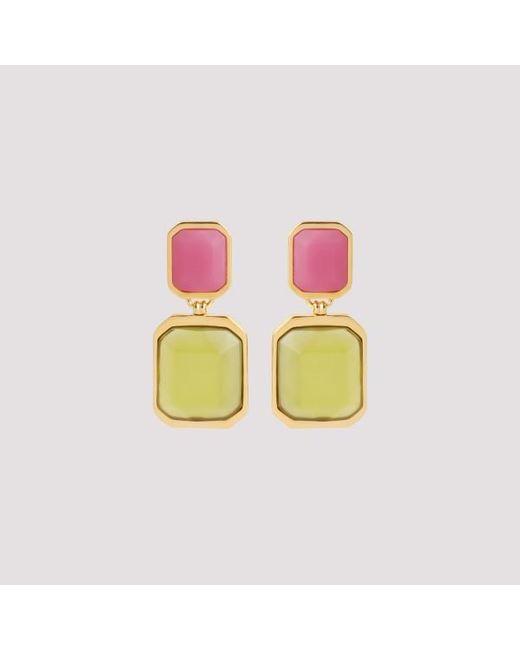 Saint Laurent Pink Brass Octagon Earring