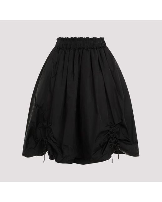 Simone Rocha Black Elasticated Ruching Midi Skirt