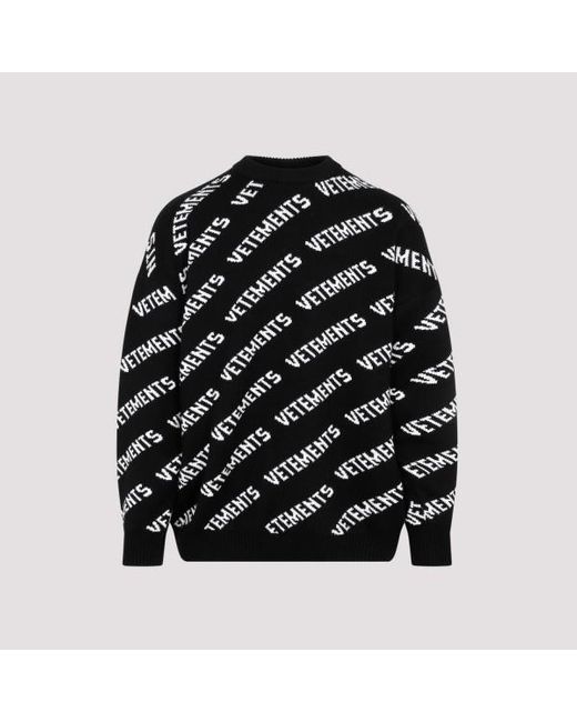 Vetements Black Monogram Sweater for men