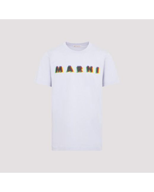 Marni White Cotton Logo T-shirt for men