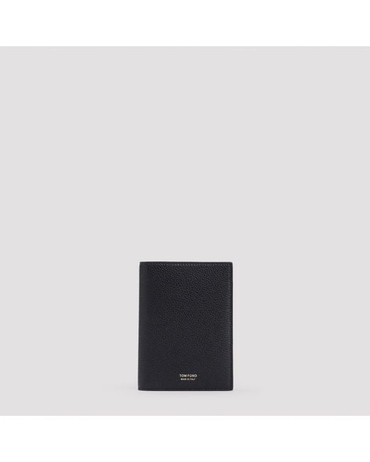 Tom Ford Black Calf Leather Passport Holder for men