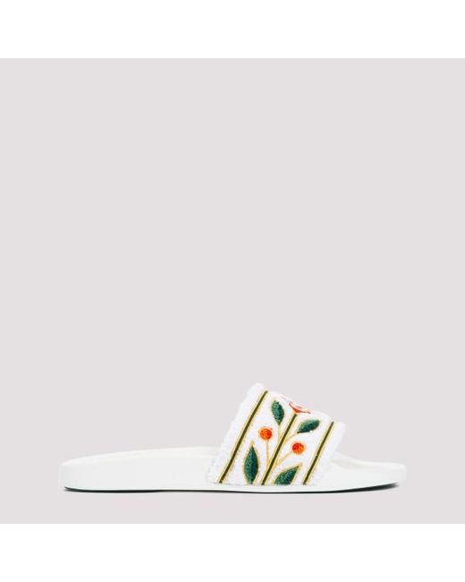Casablancabrand White Embroidered Terry Sandals for men