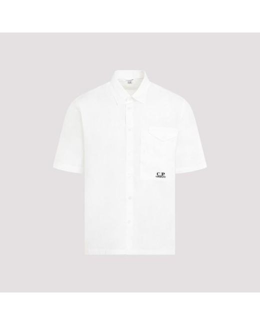 C P Company White Cp Copany Cotton Ss Shirt for men