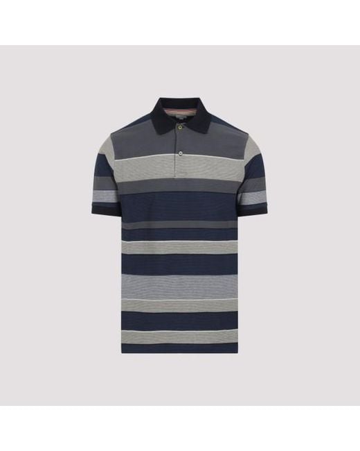 Saint Laurent Blue Striped Cotton Polo Shirt for men