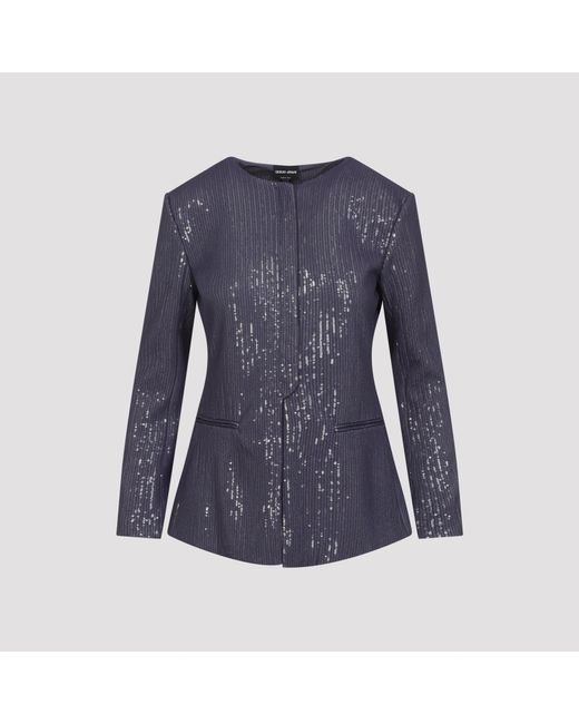 Giorgio Armani Blue Polyester Jacket