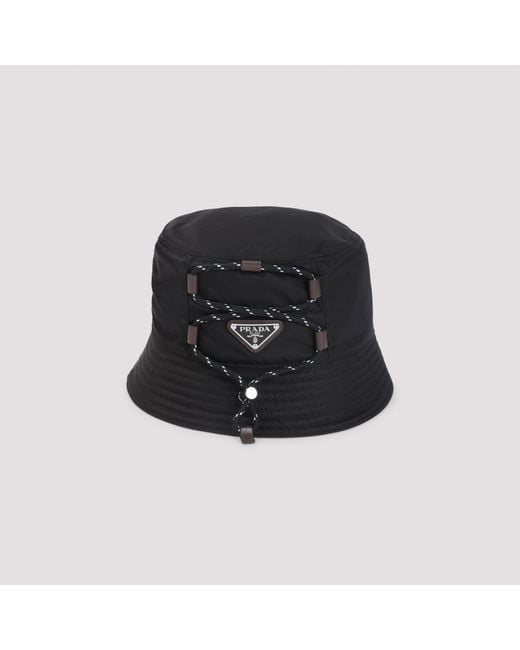 Prada Black Re-Nylon Hat for men