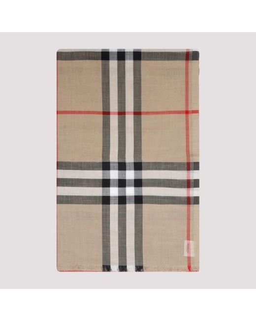Burberry Natural Wool And Silk Check Scarf for men