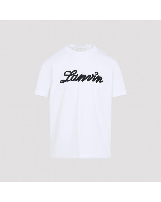 Lanvin White Embroidered Logo T-Shirt for men