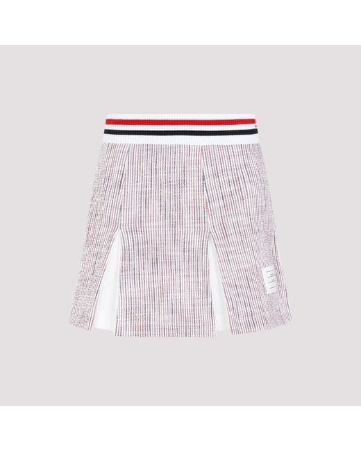 Thom Browne Pink Pleated Mini Skirt With Striped Design