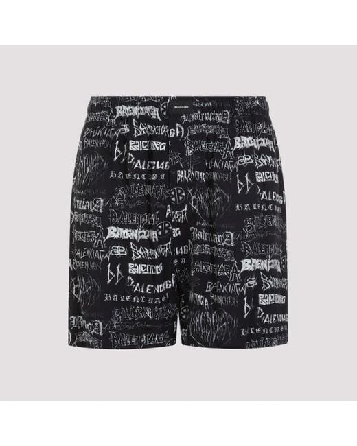 Balenciaga Black Metal Pyjama Shorts for men