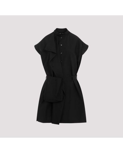 Lemaire Black Asymmetrical Sleeveless Midi Dress