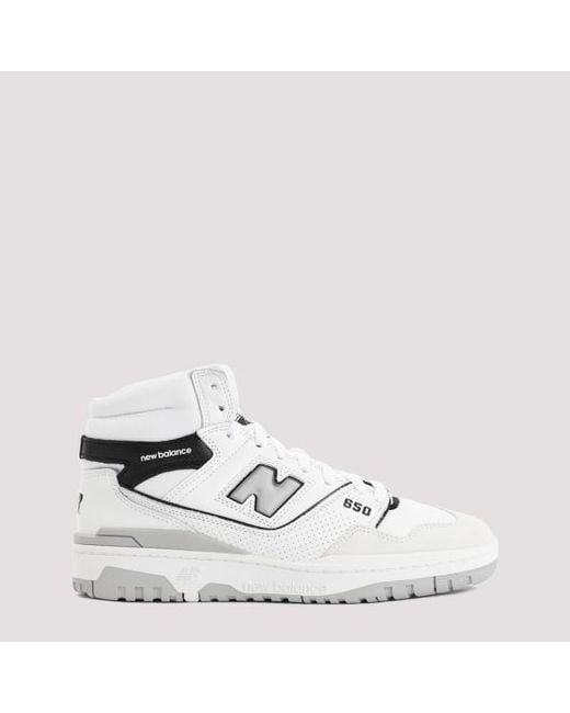 New Balance White 650 Leather Sneakers for men