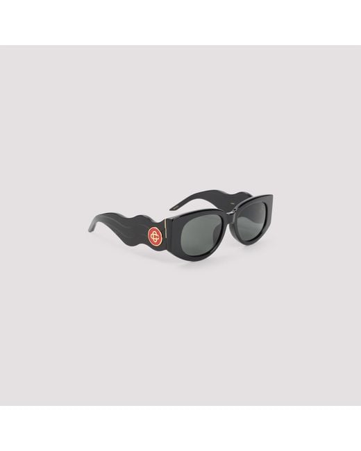 Casablanca Black Metal Oval Wave Acetate Sunglasses for men