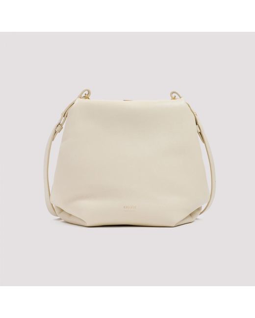 Khaite Leather Puffy Agnes Crossbody Bag in Natural - Lyst