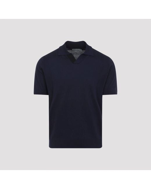 Canali Blue Cotton Polo for men