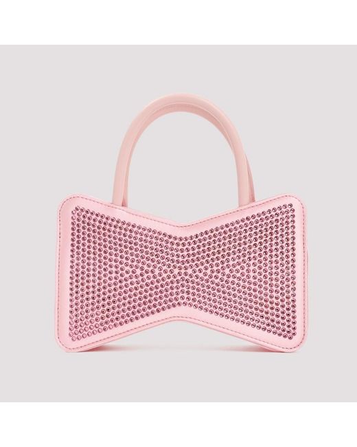 Mach & Mach Pink Crystal Bow Shape Handbag