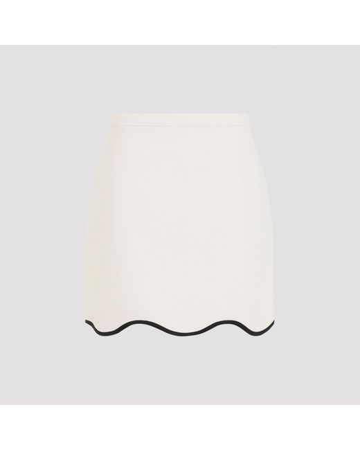 Valentino Natural Inspired Couture Wool & Silk Mini Skirt