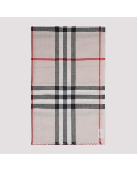 Burberry Pink Wool And Silk Check Scarf for men